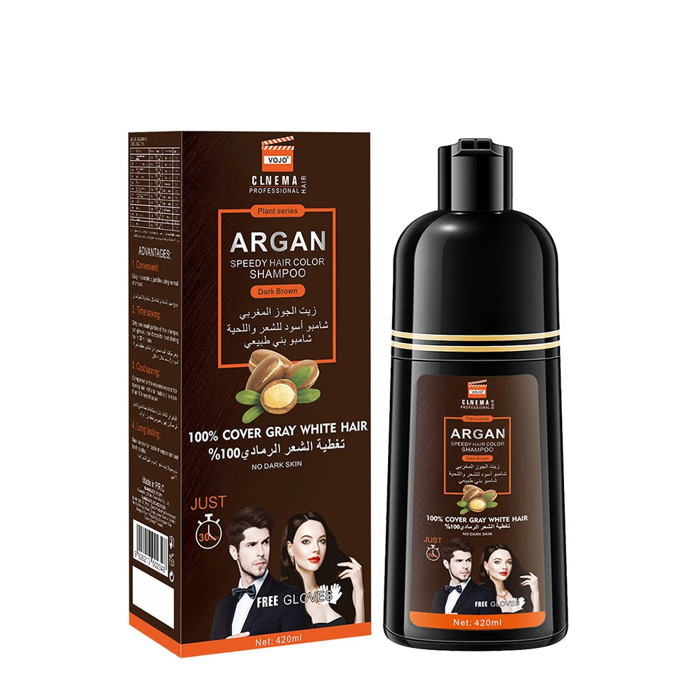 420ml Hair Dye,3-in-1 Hair Dye Shampoo Rapid Hair,Cleansing & Moisturising,Smoothing Black Hair Coloring Shampoo,Hair Care Zpaxo Dark brown