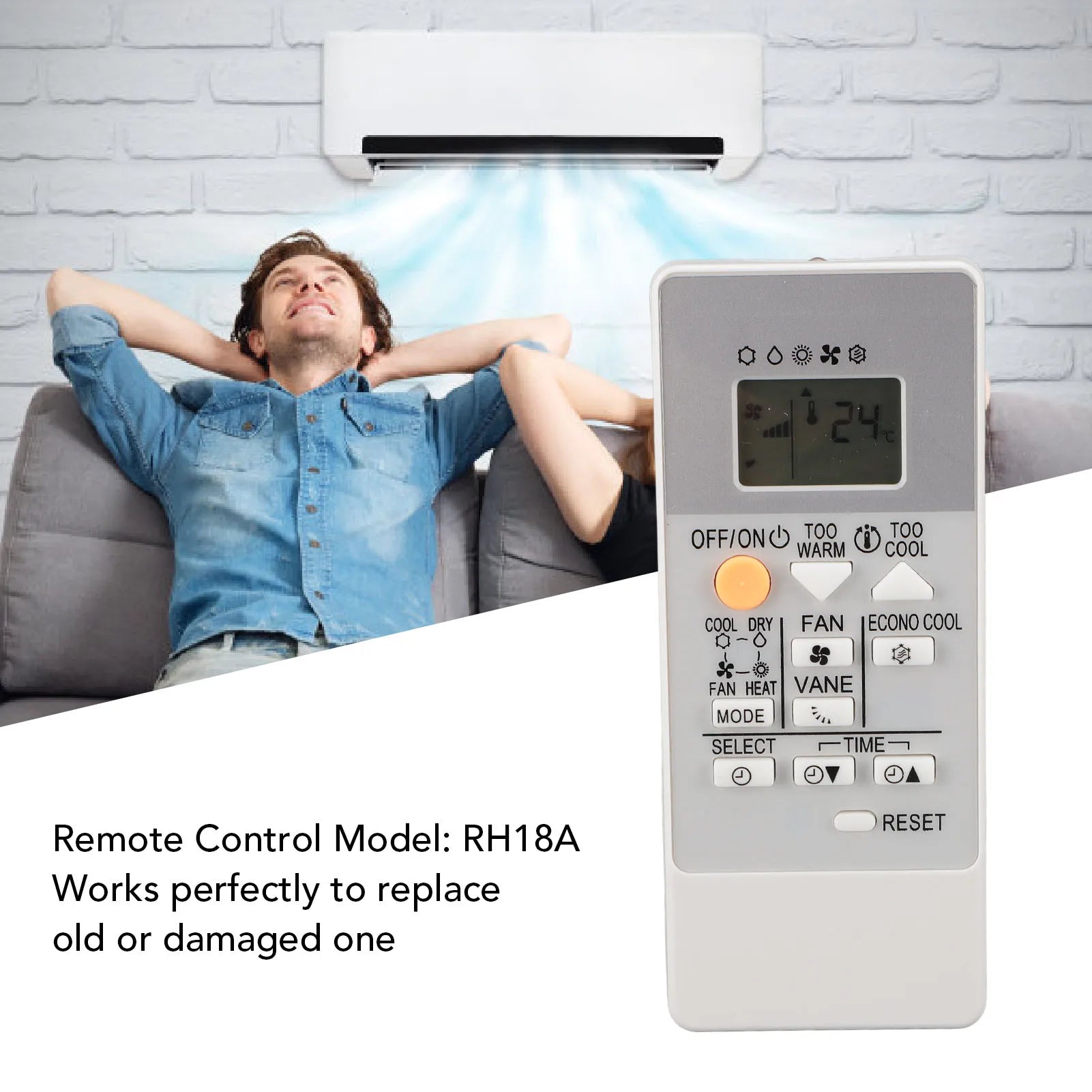 RH18A Replace AC Remote Control ABS Air Conditioner Replacement Remote for MSZ HR25VF MSZ HR35VF MSZ HR42VF MSZ HR50VF Zpaxo