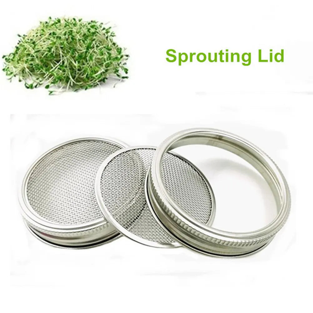4Pcs Stainless Steel Sprouting Lids for Mason Jars Removable Mesh Screen Easy Clean 70Mm Round Mouth Covers for Organic Zpaxo