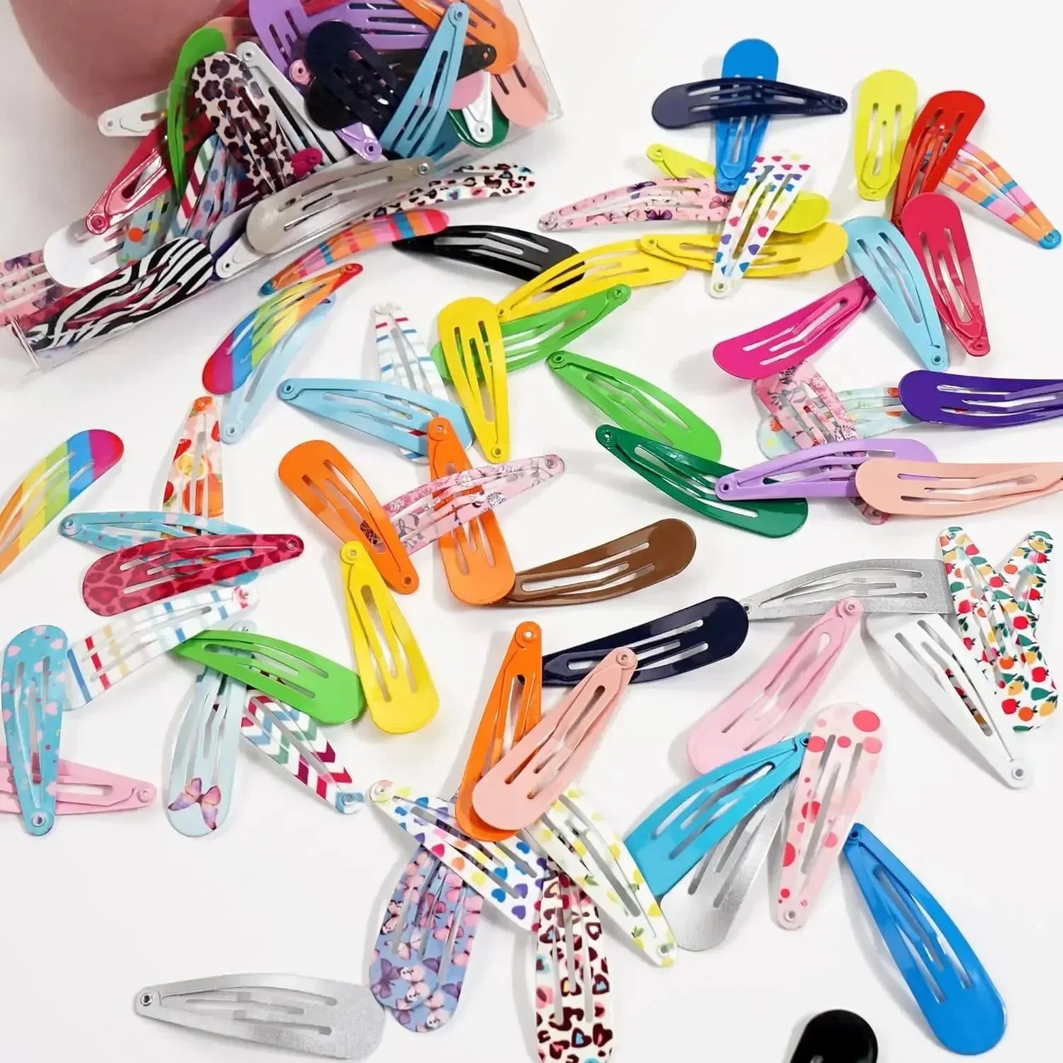 50-Pack Snap Hair Clips – No-Slip Alloy Grip, Pastel & Candy Colors