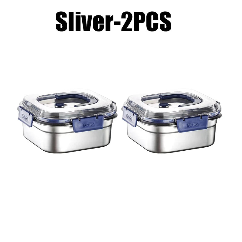 Airtight Stainless Steel Food Storage Container Lid Leakproof Lunch Zpaxo Sliver 2PCS