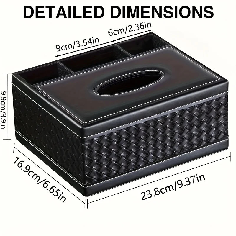 Elegant Faux Leather Tissue Box Holder Remote Control Desktop