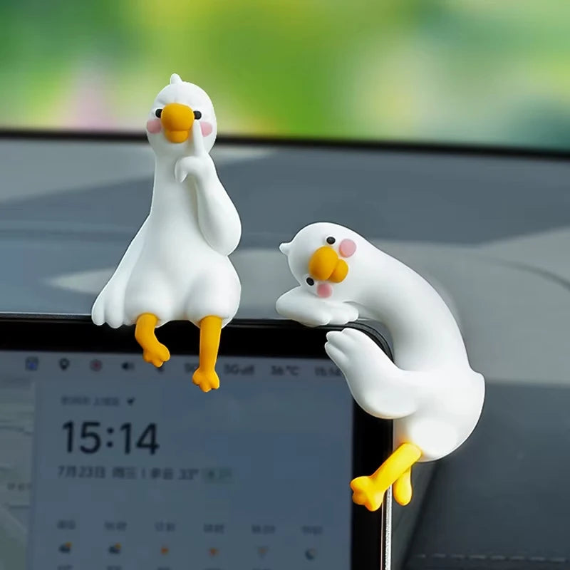 Resin Cartoon Duck Ornament Perfect Desks Car Dashboards TV Screens