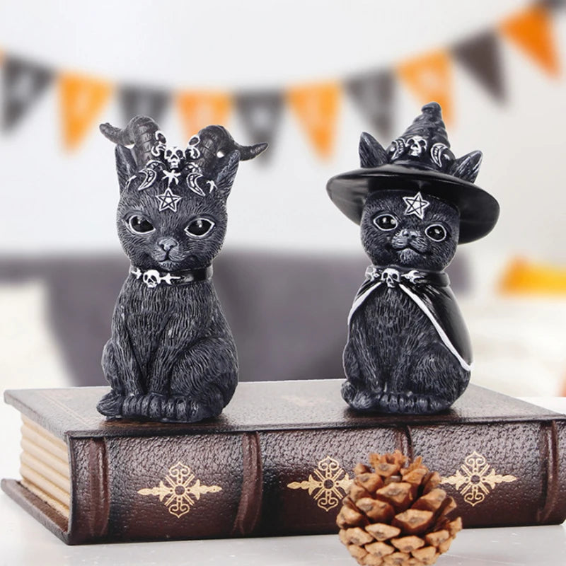 Demon Black Cat Decoration Ornament Halloween Small Magic Sculpture
