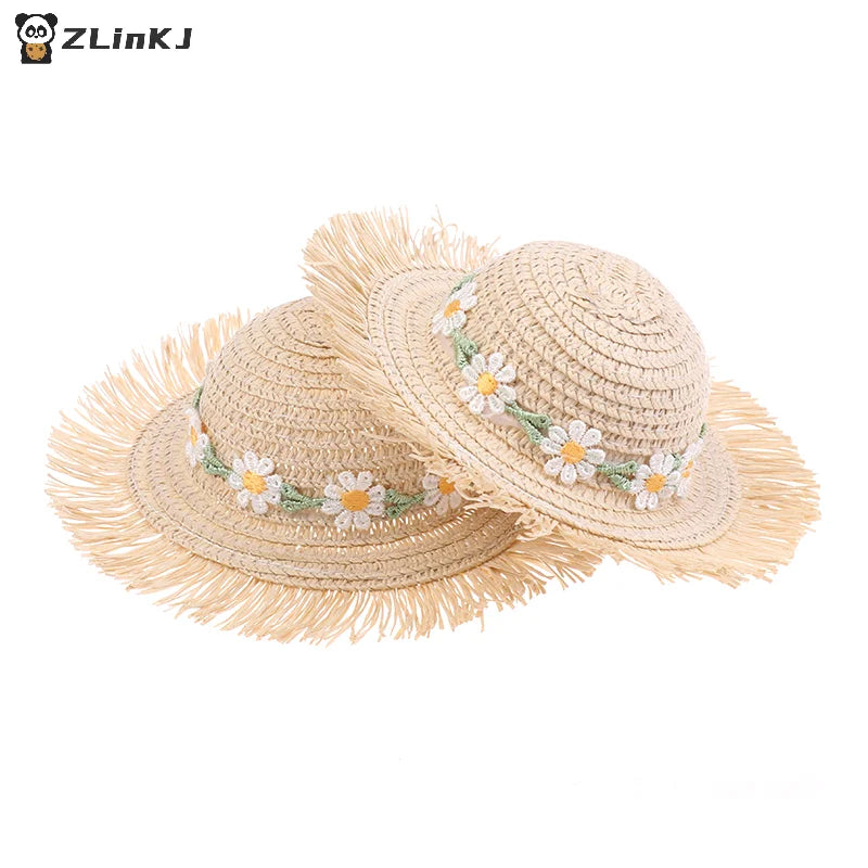 ▶1Pcs Mini Handmade Flower Hat Sun Cap For 1/6 Doll Accessories Doll Cute Hat With Bow Decoration Doll Hat Children's Toy Gift Zpaxo