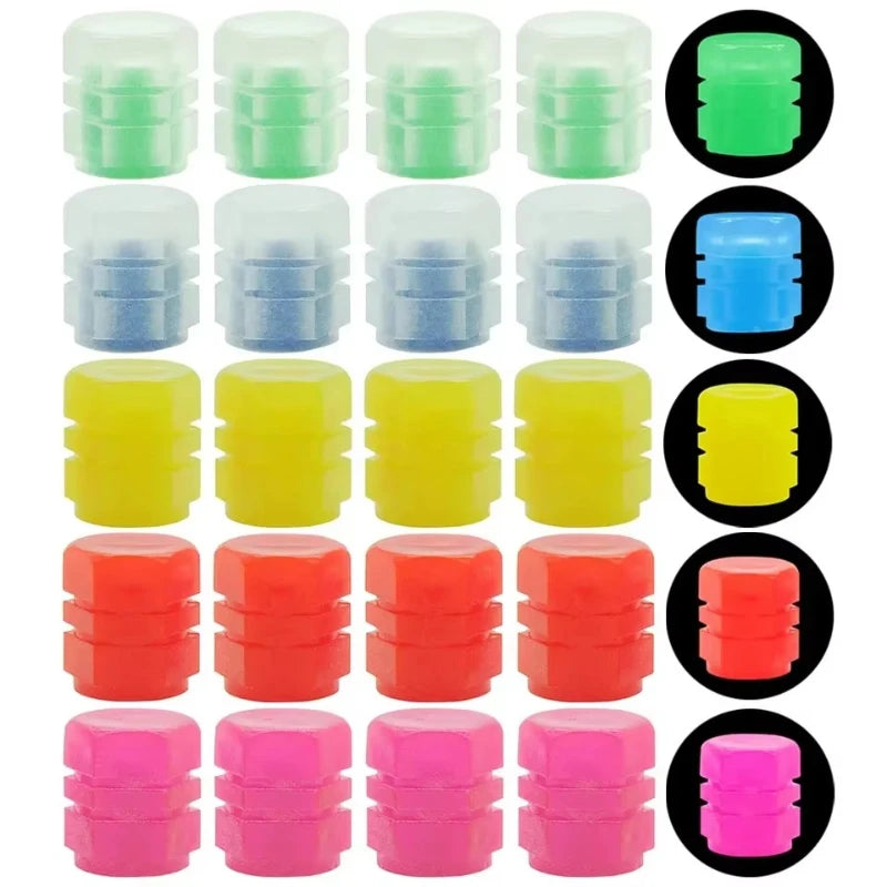 Luminous Glow Valve Caps – Car, Motorcycle & Bike (4–20 Pack)