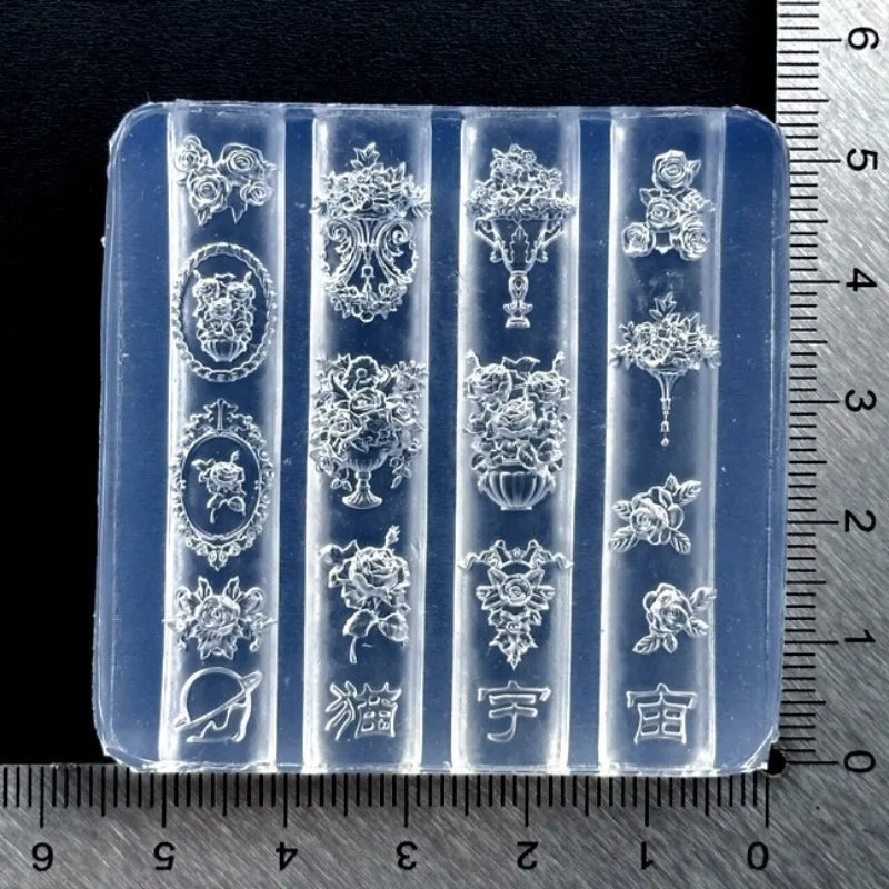 Lace Silicone Mold Nail Art Ultra-thin 3D French Rose Lattice Pattern Zpaxo C694