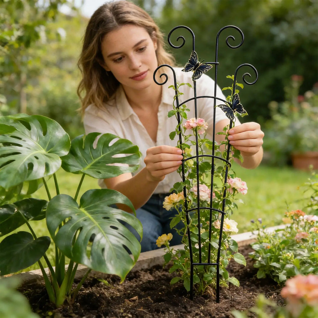 Metal Plant Trellis 76x30cm Outdoor Garden Climbing Roses Tomatoes