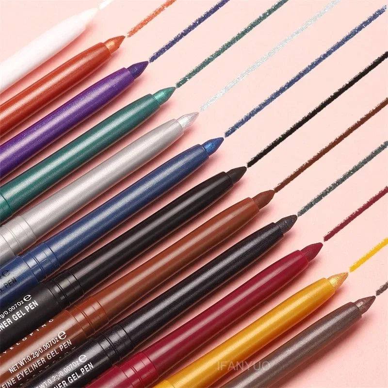 12-Color Waterproof Eyeliner Gel Pencil Long-lasting Makeup Smokey