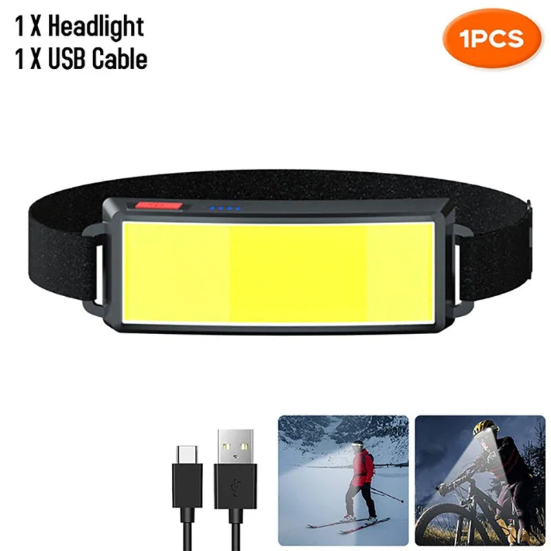 COB LED Headlamp USB-C Rechargeable Waterproof 500 Lumens