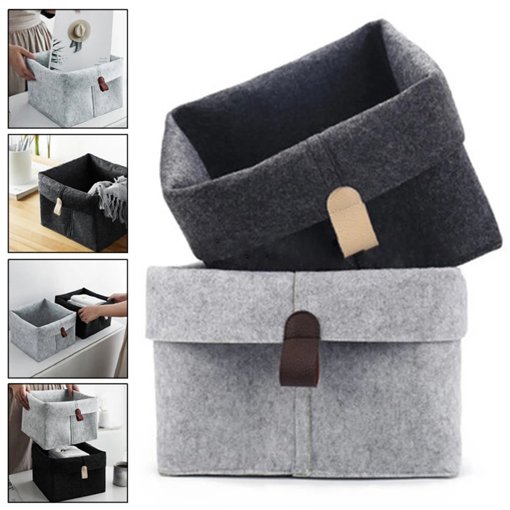 Multi-purpose Felt Storage Basket Desktop Organizer Box Magazines