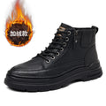 Mens Black Leather Platform Ankle Boots Side Zipper Lace Up Chunky Zpaxo Black Velvet 39 China Mainland