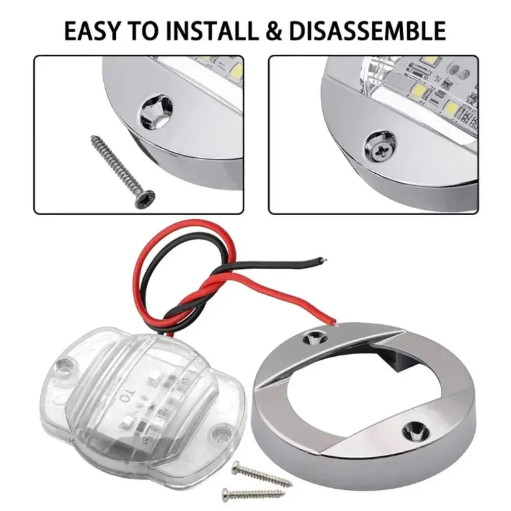 Marine Grade Waterproof Marine Boat Lights Round 12V Courtesy Light Blue White LED Deck Light Boat Accessories Cabin Deck Zpaxo