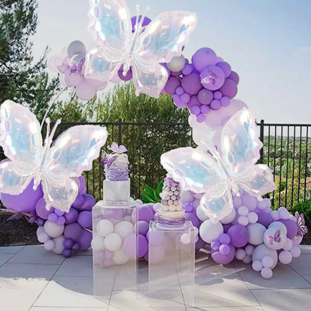 Laser Butterfly Balloon Large Colorful Transparent Foil Balloons