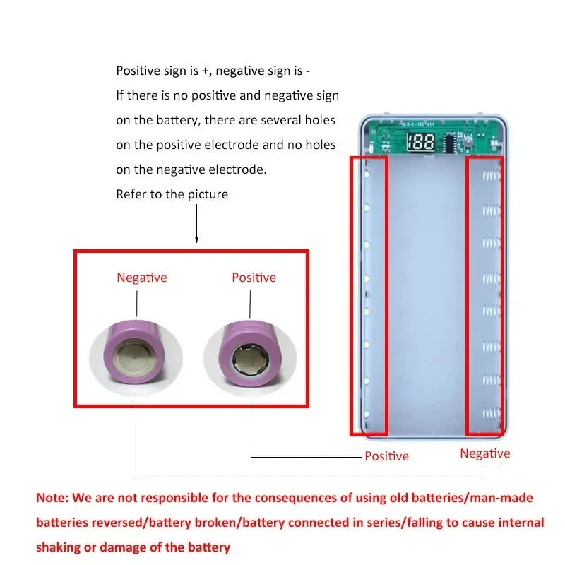 10X 18650 Power Bank Case Battery Holder Dual USB Type C Charge Shell For iPhone Xiaomi Huawei 8X 18650 Battery Case Storage Box Zpaxo