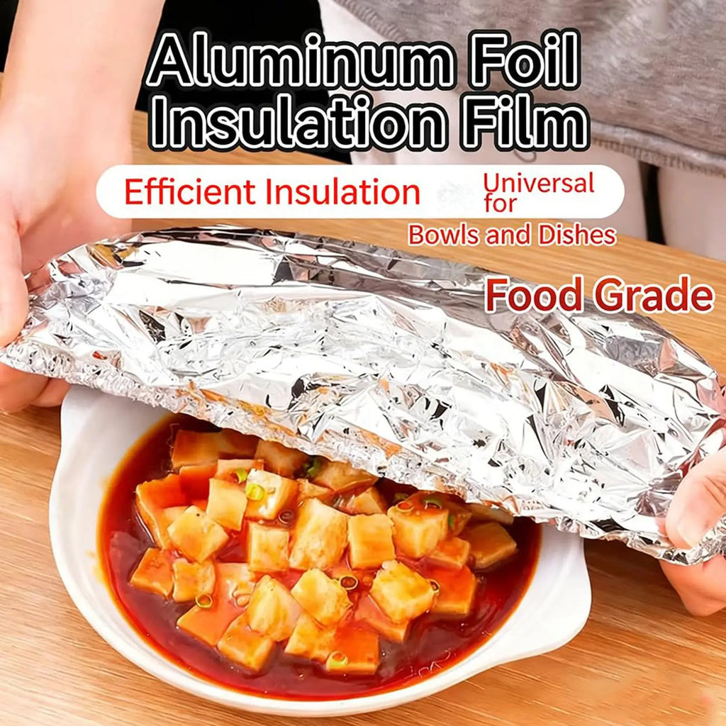 Aluminum Foil Food Covers 50 Piece Elastic Oil Resistant Film Reusable Aluminum Foil Heat Shield Lids for Freshness Keeping Zpaxo
