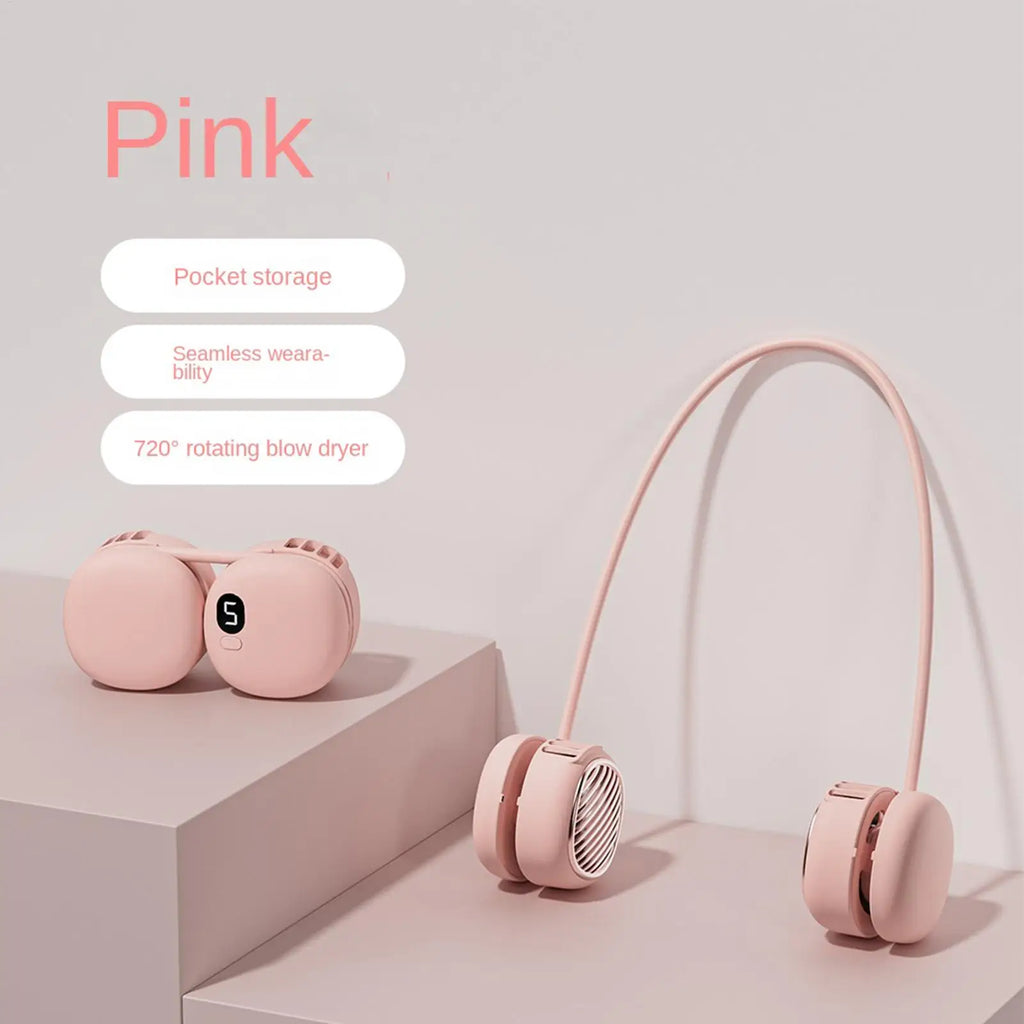 Neck Fan 5 Speeds Quiet Flexible Wearable Ventilator LED Display