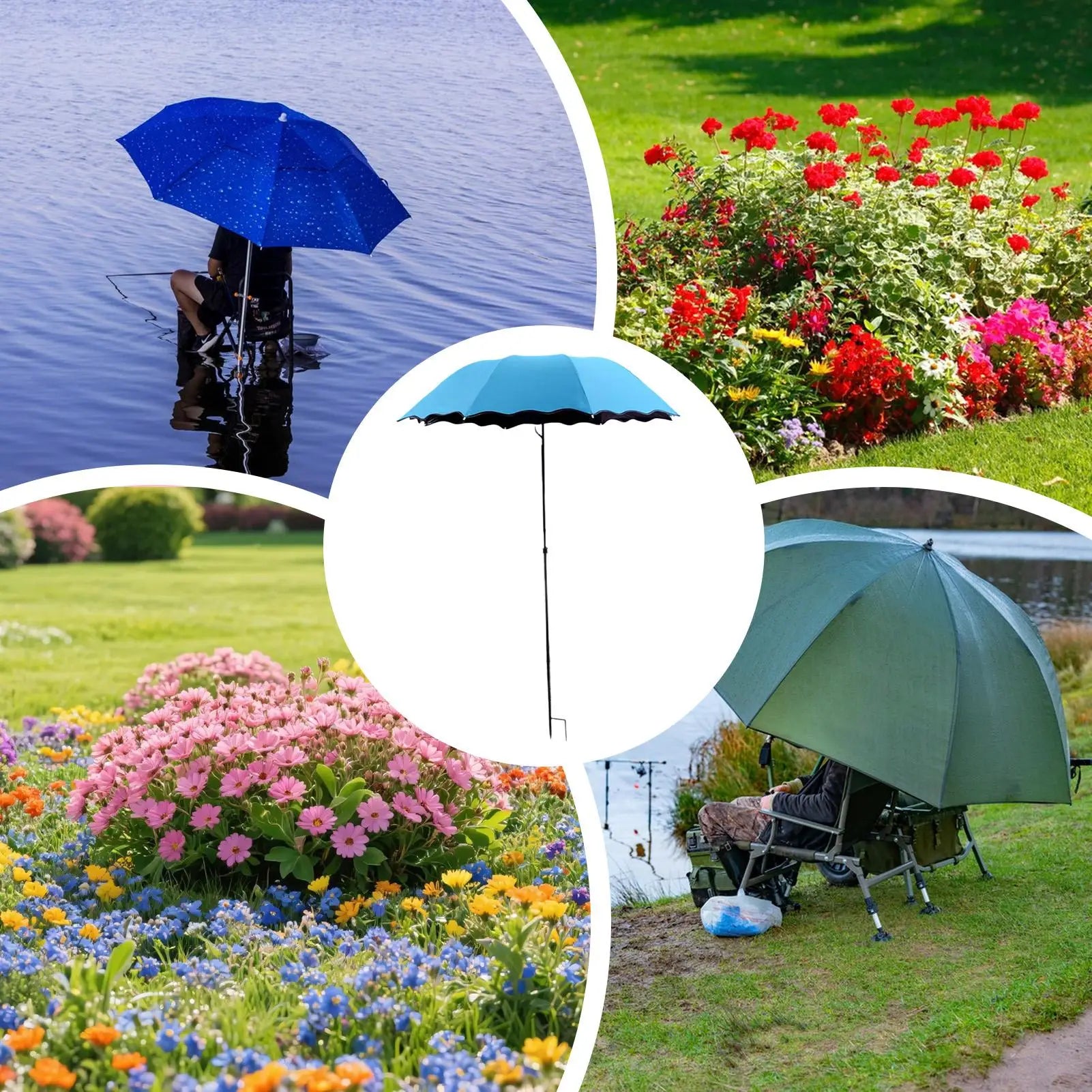 Outdoor Plant Umbrella Foldable Garden Sun Shade Hydrangea Flower UV