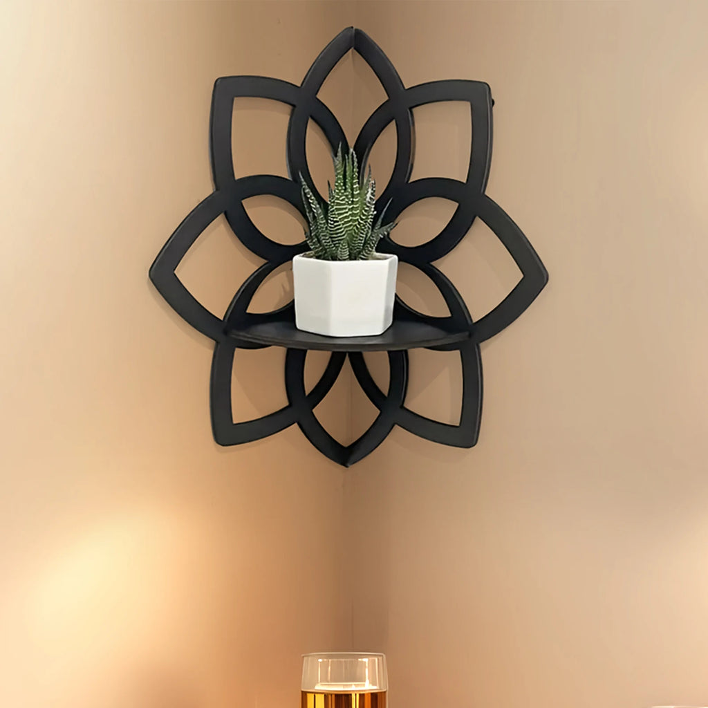 Flower Shape Corner Shelf Wood Floating Shelves Home Kitchen Living Zpaxo