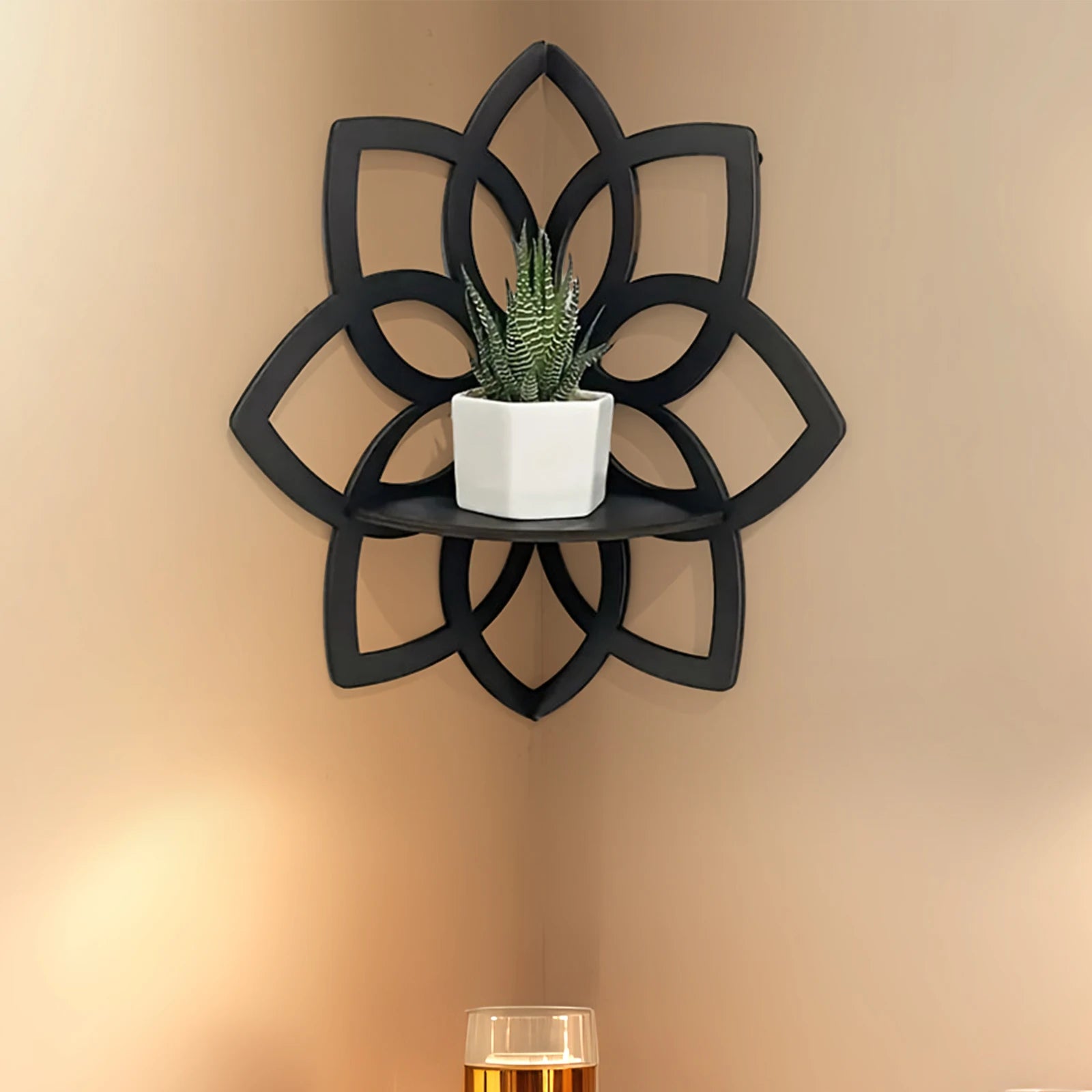 Flower Shape Corner Shelf Wood Floating Shelves Home Kitchen Living Zpaxo