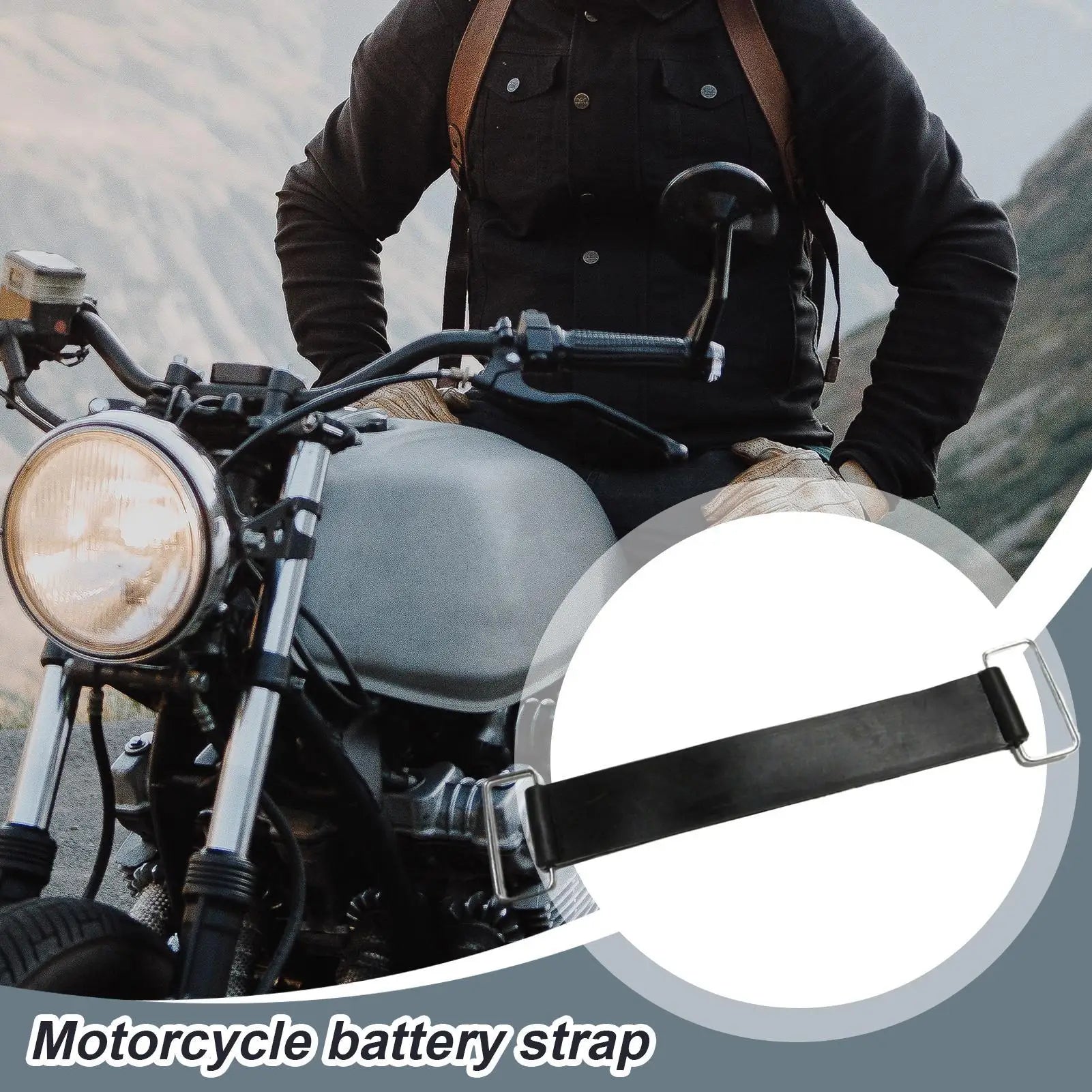 Motorcycle Battery Tie Down Strap Stretchable Fixed Box Band Sturdy