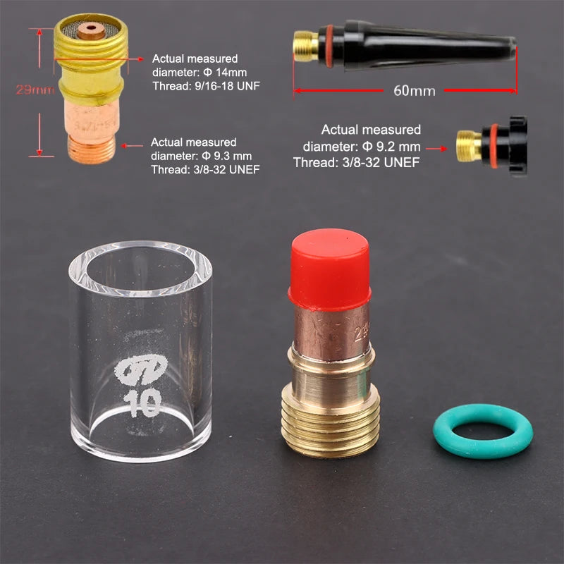 10Pcs Welding Nozzles Kit Pyrex Glass Cup Kit TIG Welding Torch Set For WP-17/18/26 Welding Torch Accessories Soldering Supplies Zpaxo