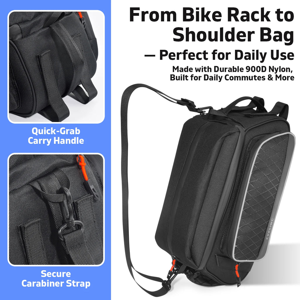 Cycling Rear Seat Bag Multifunction Large Capacity Multi-Compartment Tail Bag Reflective Mountain Commuter Long-Distance MTB Zpaxo