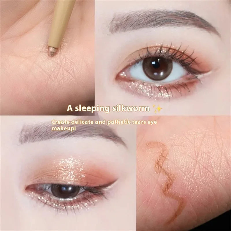 Ultra-fine Double Ended Eyeliner Pencil Matte Highlighter Eyeshadow Makeup Stick Sparkling Liquid Shadow Brighten Silkworm Pen Zpaxo