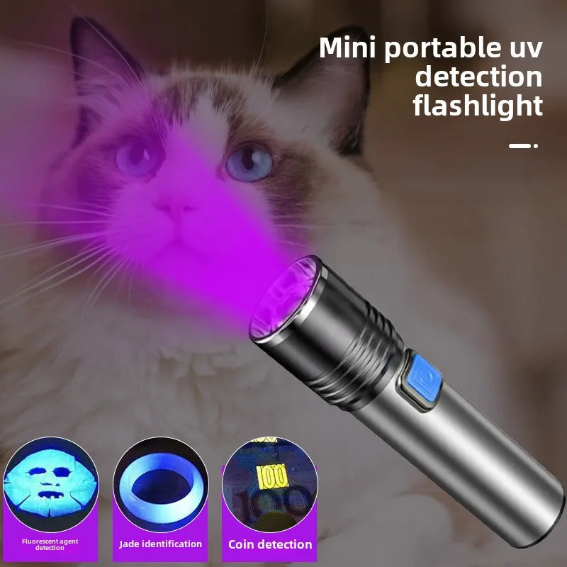 395nm UV Flashlight Blacklight Zoomable USB Rechargeable Light