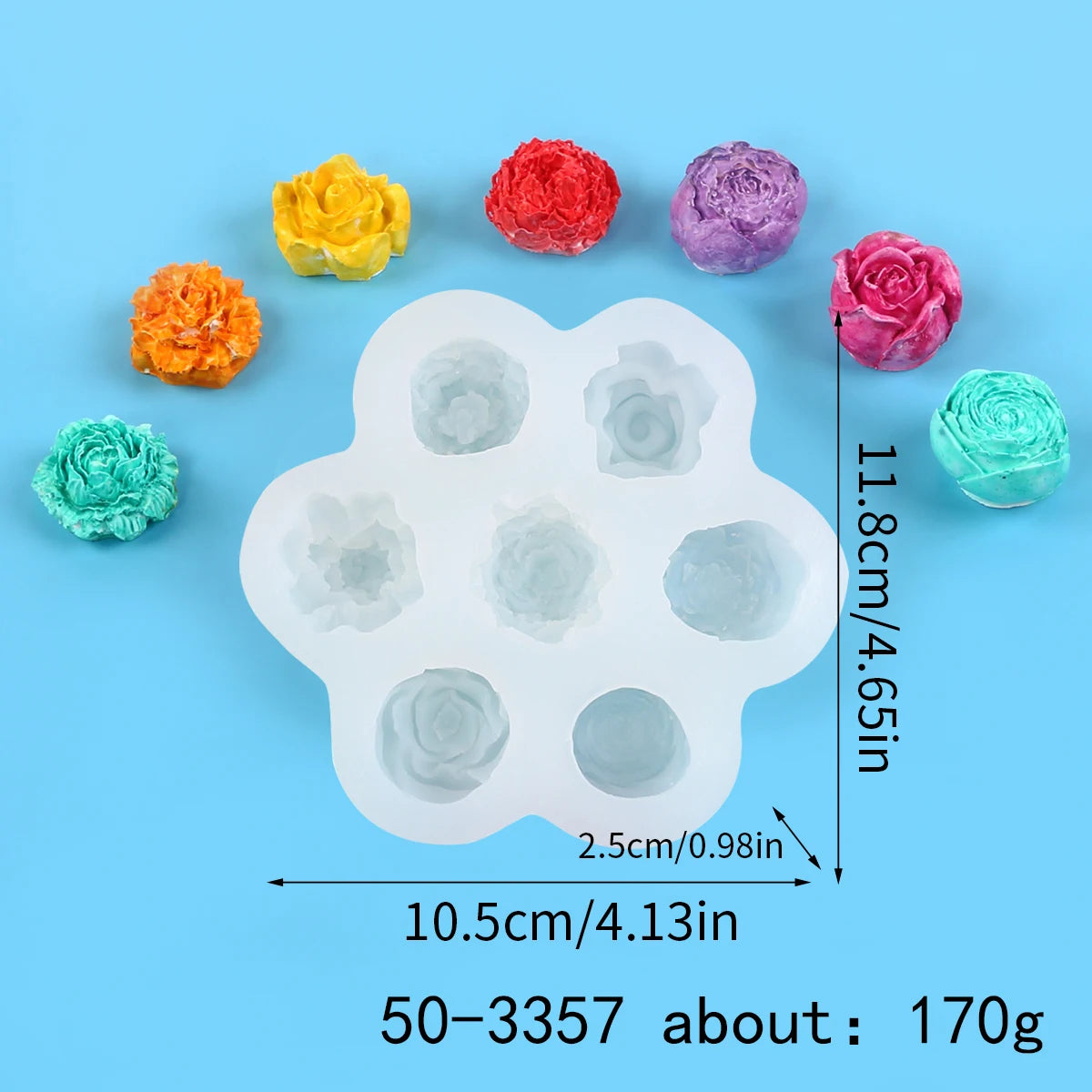 7-Cavity 9-Cavity Succulent Flower Candle Silicone Mold Rose Peony Soap Aroma Wax Plaster Making Chocolate Cake Decoration Mold Zpaxo 50-3357-D