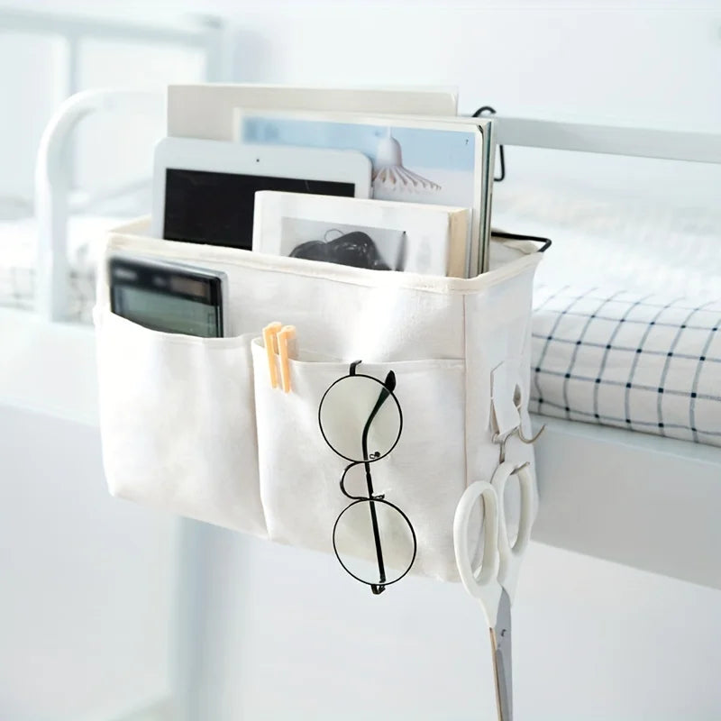 Hanging Storage Bag College Dorm Bedside Organizer Canvas Linen