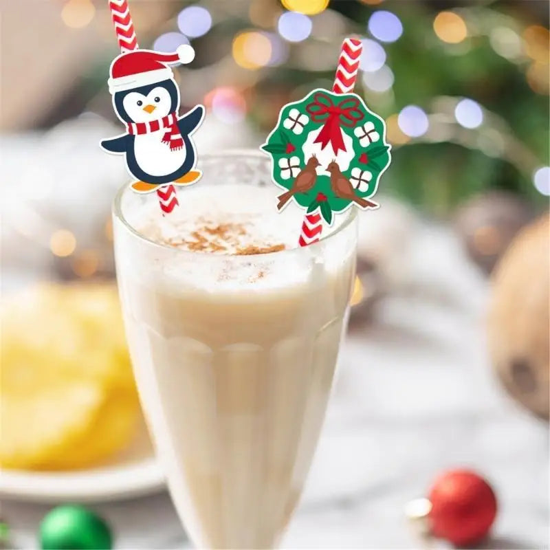 Disposable Paper Straws Christmas Beverage Crafts Party DIY Projects