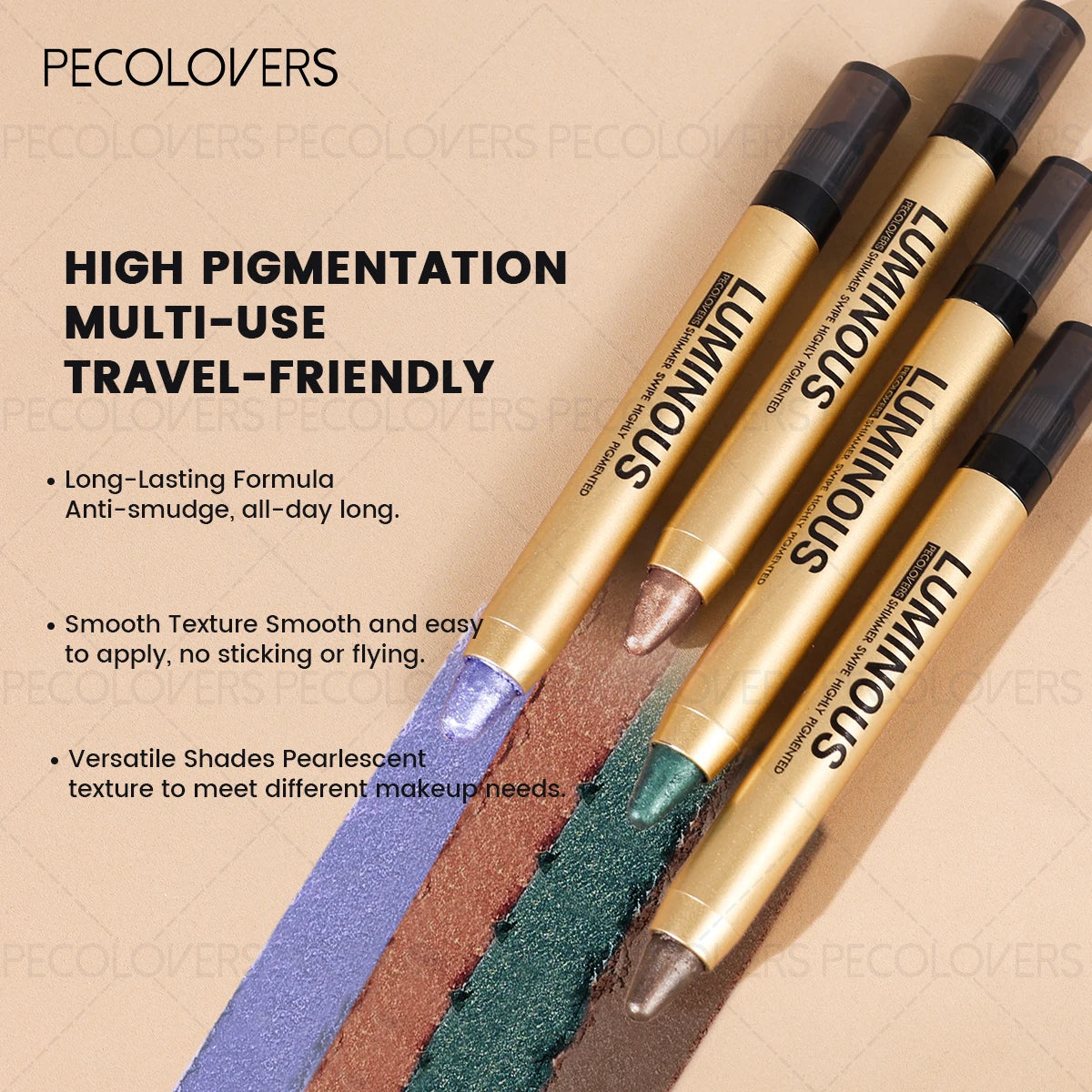 High-gloss Eyeshadow Stick Pearly Glitter Matte Finishes Long-lasting Zpaxo