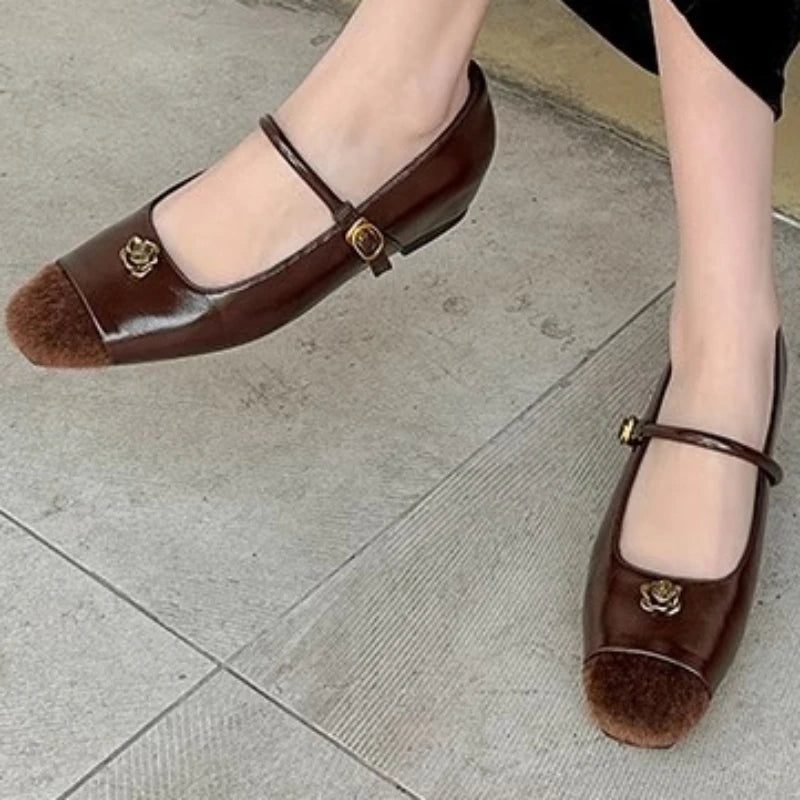 Women's Square Closed Toe Comfortable Heel Shoes 2026 Spring Autumn Zpaxo