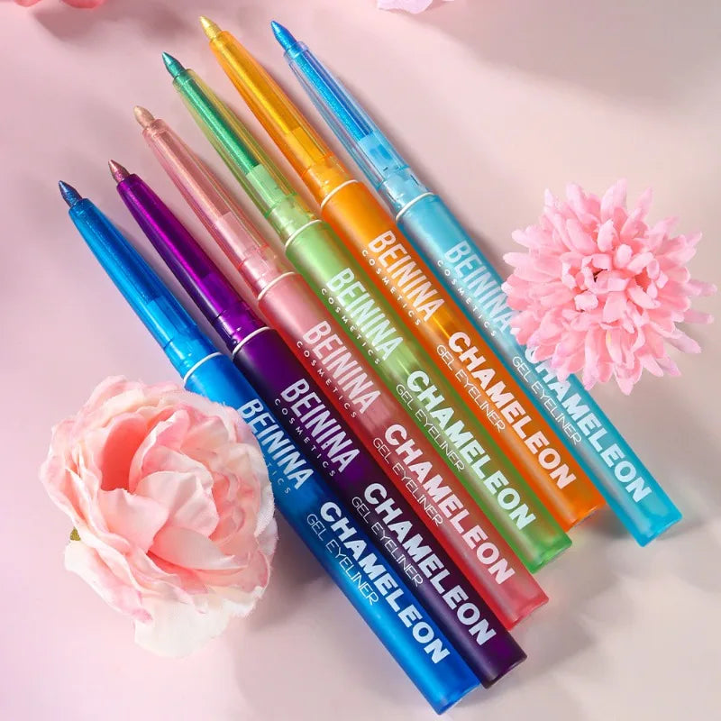 Shiny Chameleon Metallic Green Eyeliner Gel Stick Smooth Multicolor