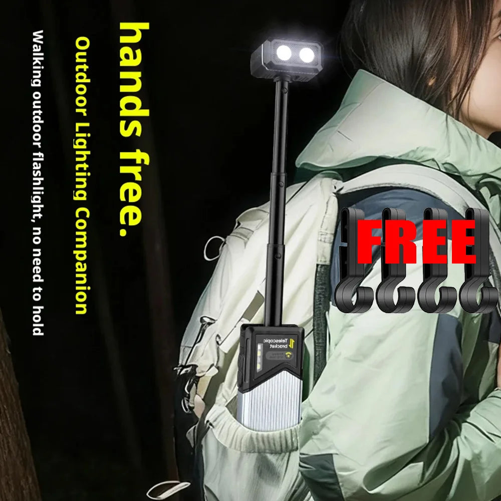 LED Magnetic Work Light – Retractable 5-Mode 500 Lumen Flashlight