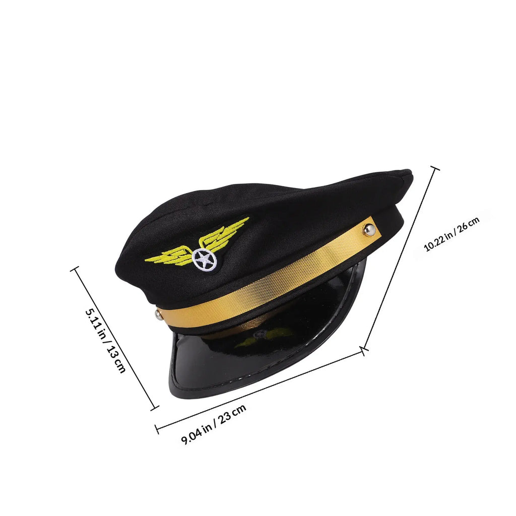 Adjustable Airline Pilot Hat Cap Adults Fashionable Halloween Cosplay