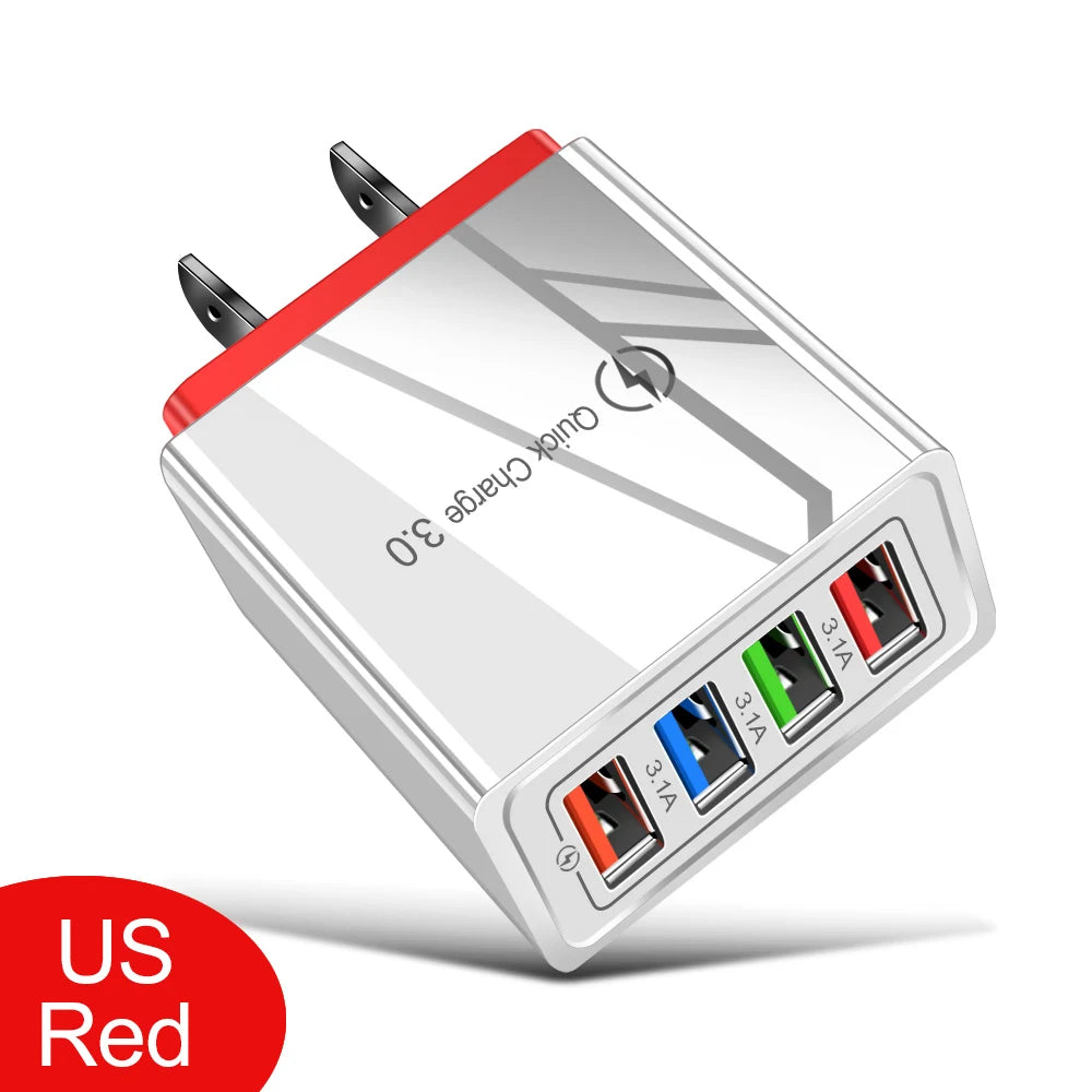 Iphone 14 USB Charger Quick Charge 3 0 Samsung Xiaomi Mi Tablets Zpaxo US Red