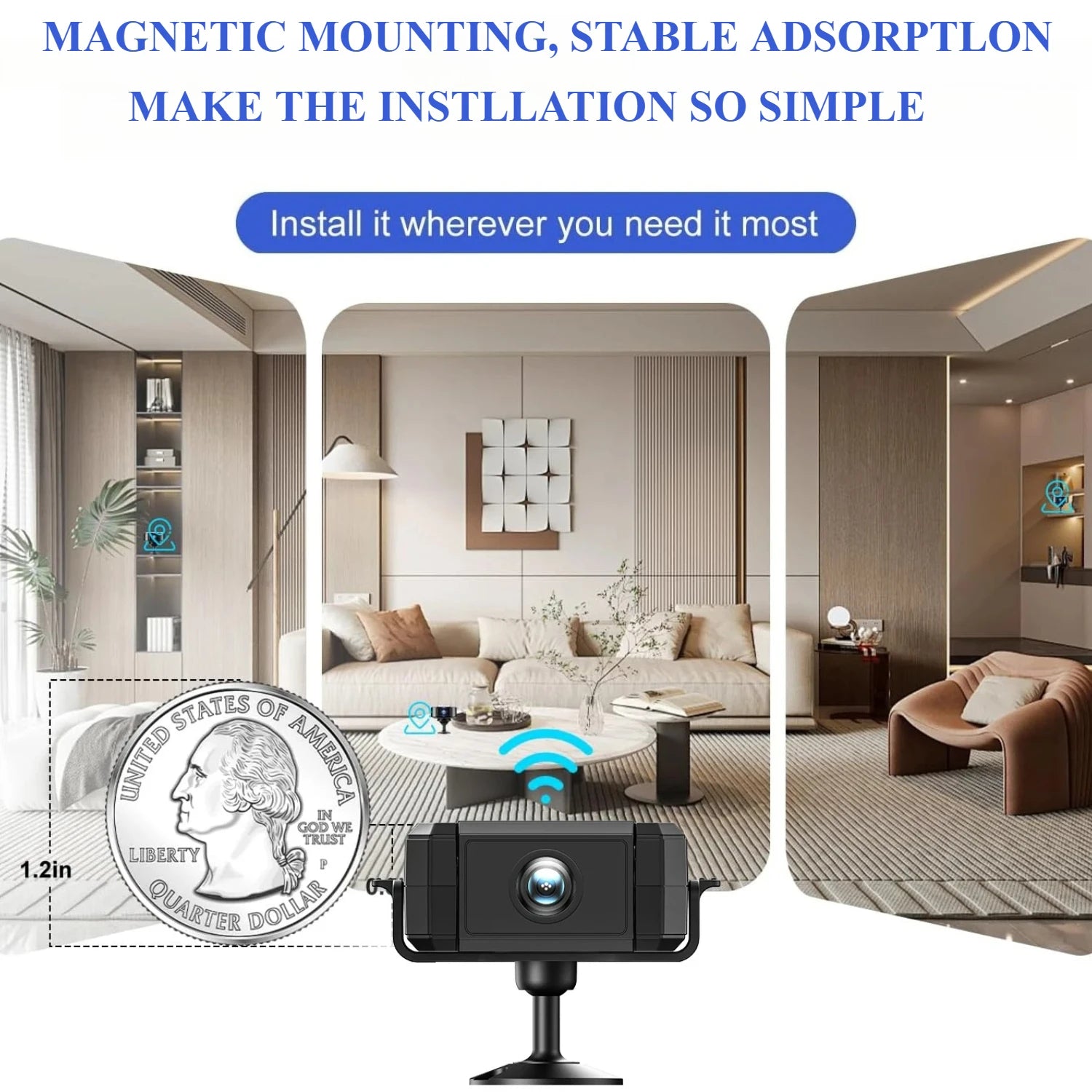 4K Mini Camera Indoor Security Night Vision 4H Battery Life Motion