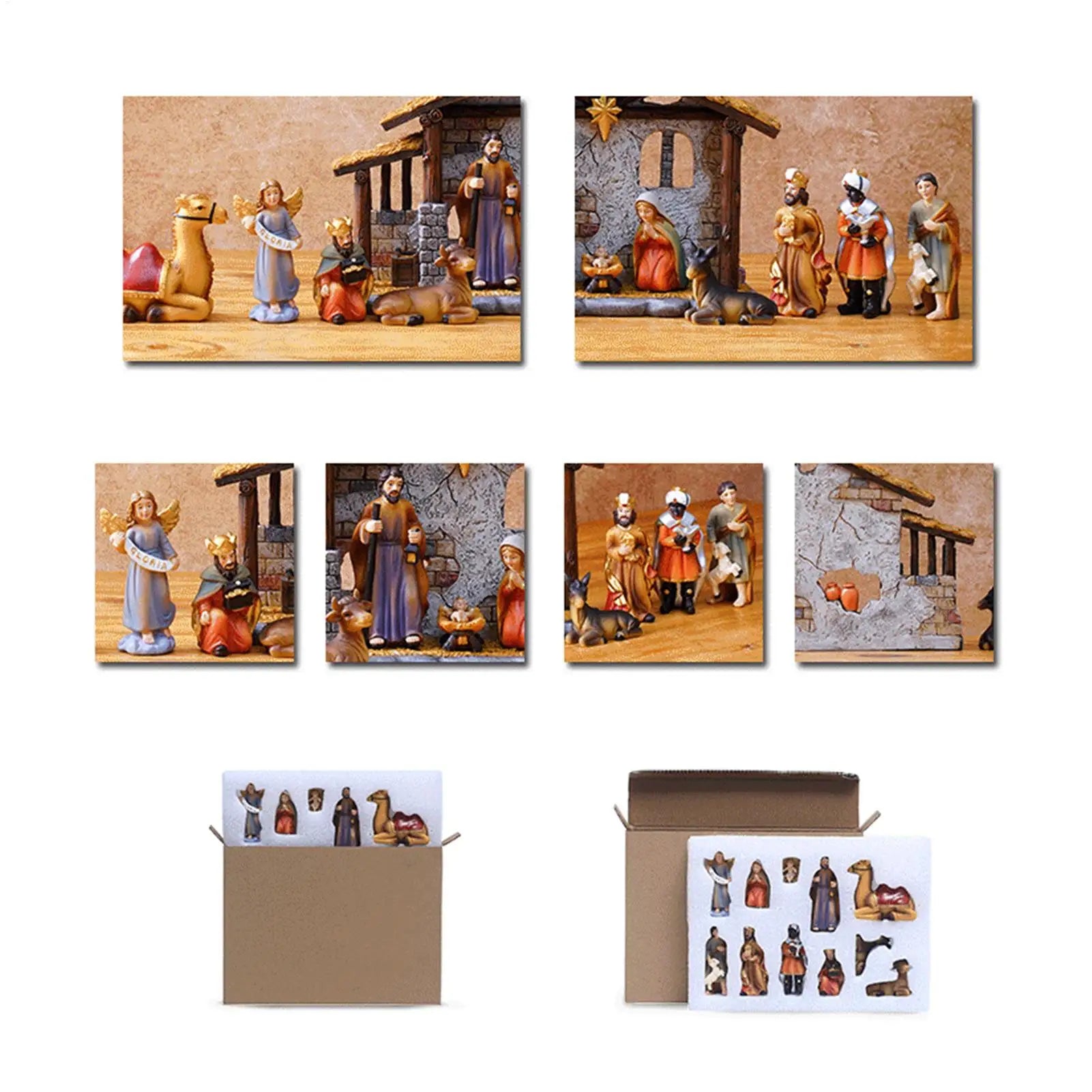 Christmas Nativity Nativity Scene Manger Religious Decor Miniature Figurines Home Decor for Patio Office School Living Room Zpaxo