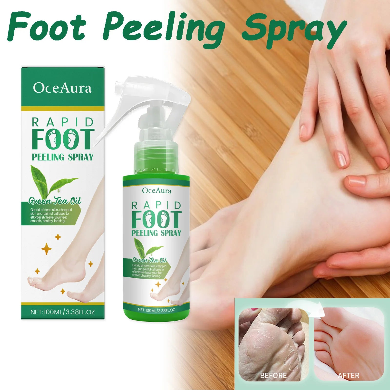 Foot Peeling Spray Gentle Moisturizing Improve Dryness & Heel Cracking Rermove Dead Skin Exfoliating Foot Moisture Spray Zpaxo