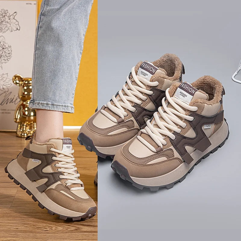 Women's Sports Shoes Tennis Thick-soled Velvet Warm Winter Fashion Zpaxo