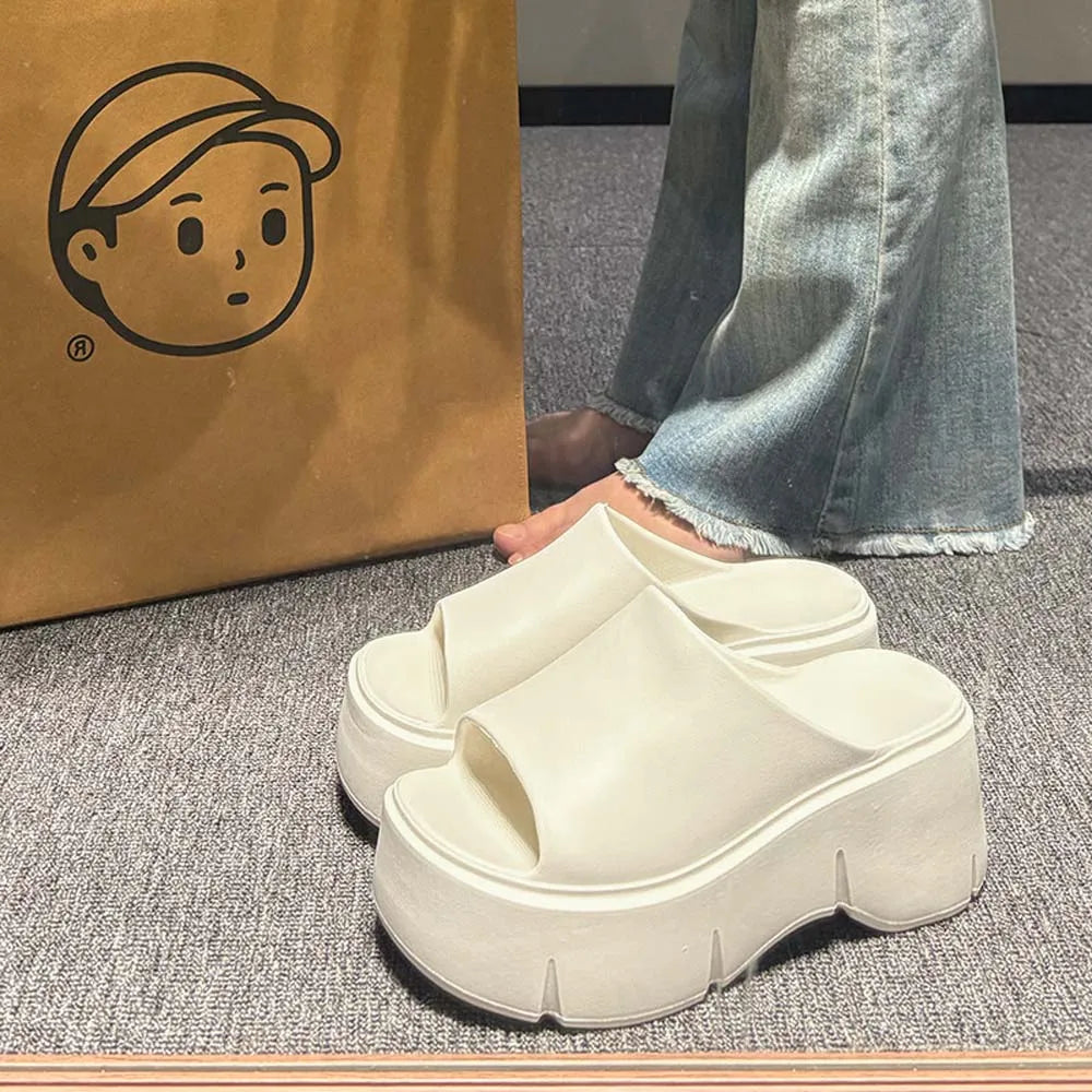 Thick Sole Sandals Women Home Platform Slippers EVA Non Slip Beach Zpaxo White 36-37