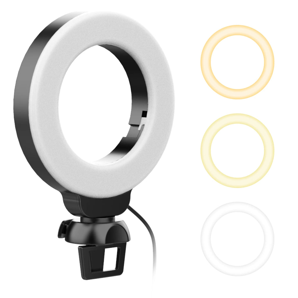 Mini LED Ring Light Clip-on Laptop Video Conference Lighting 3 Modes