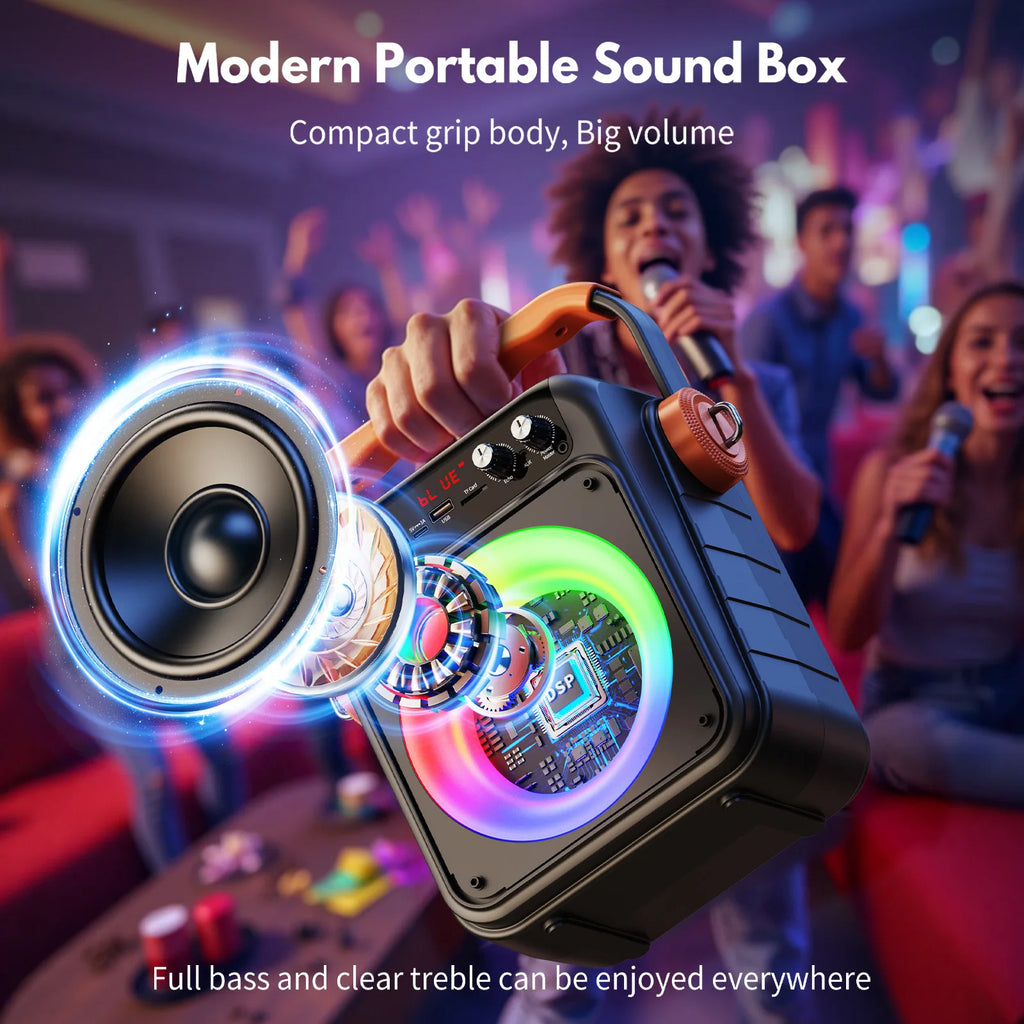 Karaoke Machine 2 Wireless Microphones Portable Bluetooth 5 3 Light