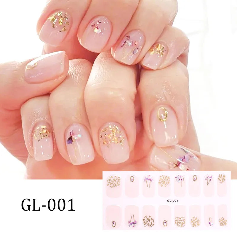 53 Colors Nail Polish Stickers Pure Strips Waterproof Adhesive Full