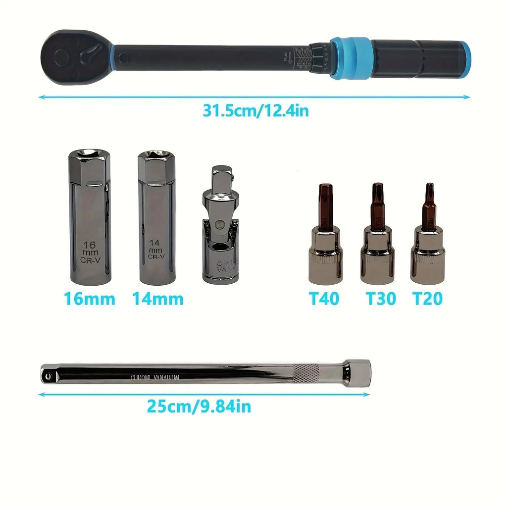 8Pcs 3/8 inch Drive Spark Plug Socket Set with Click Torque Wrench & Magnetic Swivel Sockets, 10-60N·m (7.37-44.27ft·lb) for Car Zpaxo
