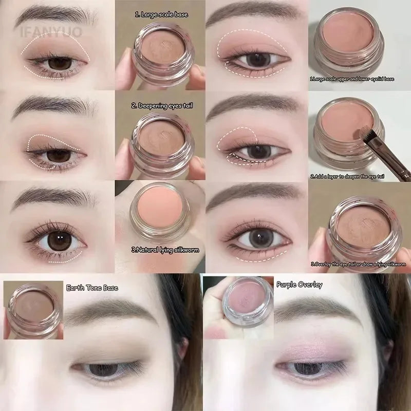 Matte Nude Pink Eyeshadow Blusher Cream Waterproof Long Lasting Silky