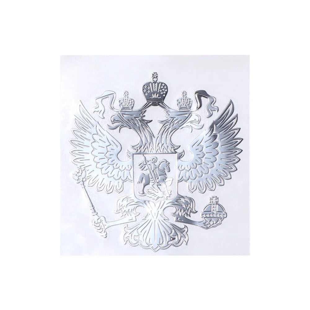 Gold Sliver Russian Eagle Metal Stickers Nickel Coat Arms 3D Car Zpaxo Silver small