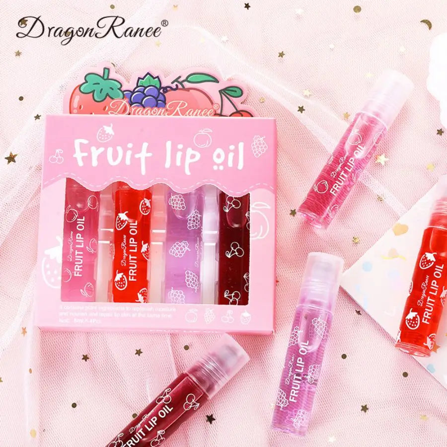 Rolling Bead Lip Oil Set of Four Moisturizing Lotion, Hydrating Roller Ball Mouth Oil, Anti-Drying, Colorless and Transparent Zpaxo